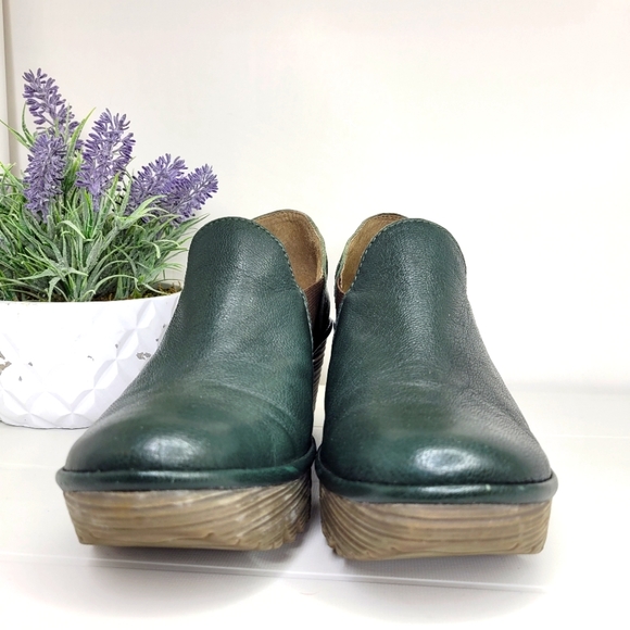 Fly London Yua Green Leather Platform Wedges 38 - Picture 3 of 9